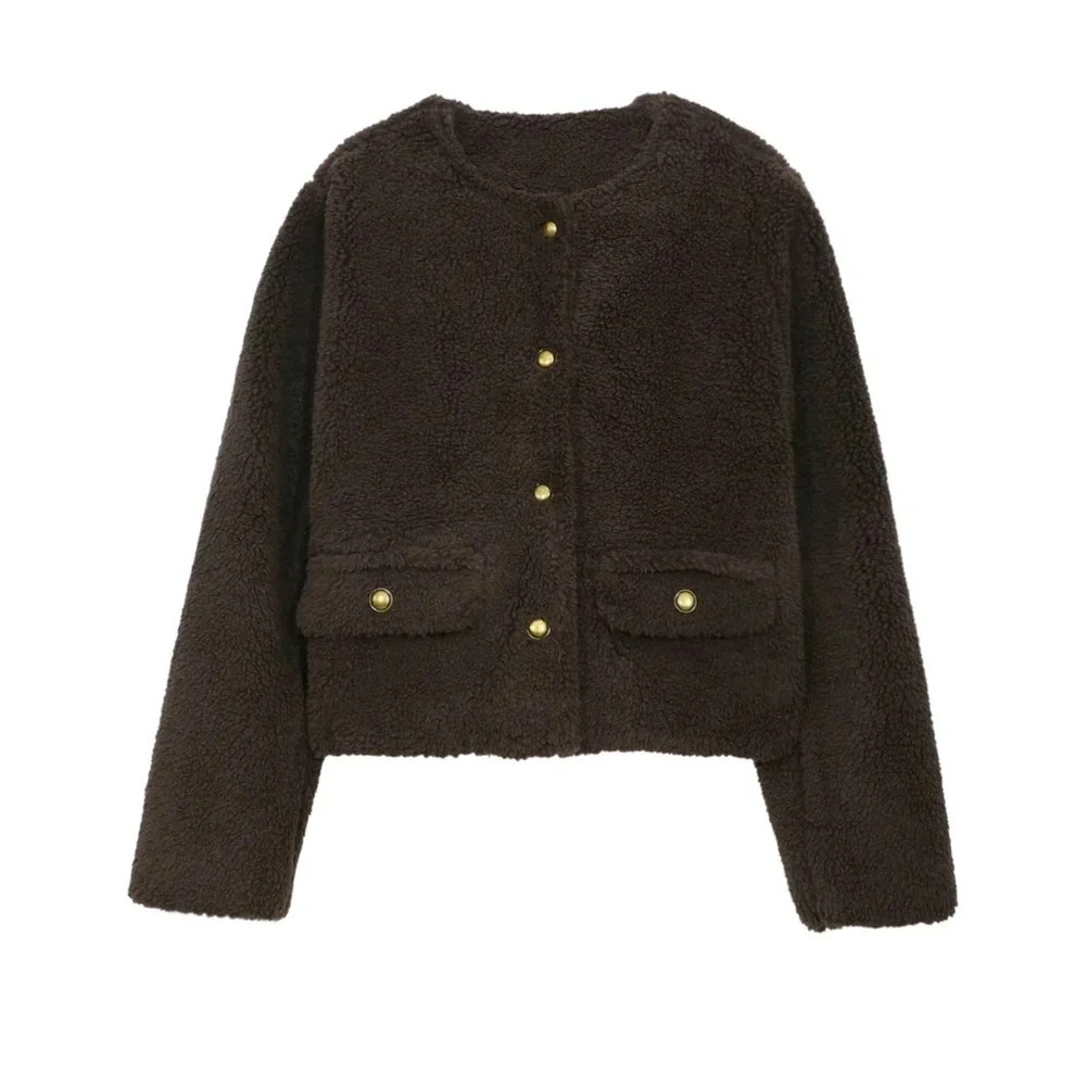 Solid Color Short Thick Regular Winter Jacket - Picture 7 of 8